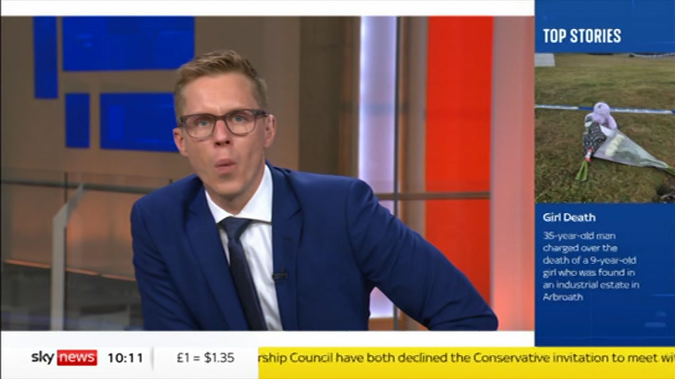 Broadcast still at 11m. Sky News, Sky News Today with Gareth Barlow, 5 August 2026.