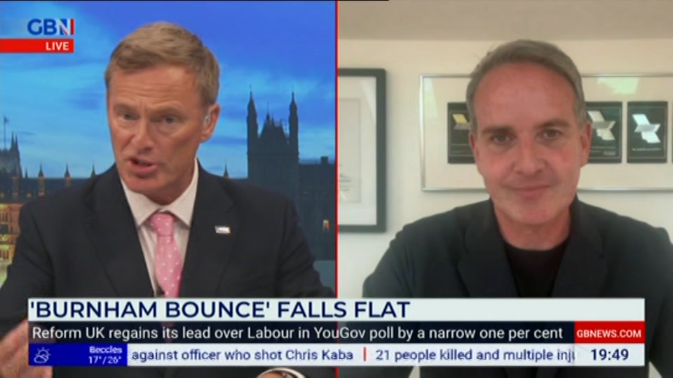 Broadcast still at 49m. GB News, New: GBN Tonight, 5 August 2026.