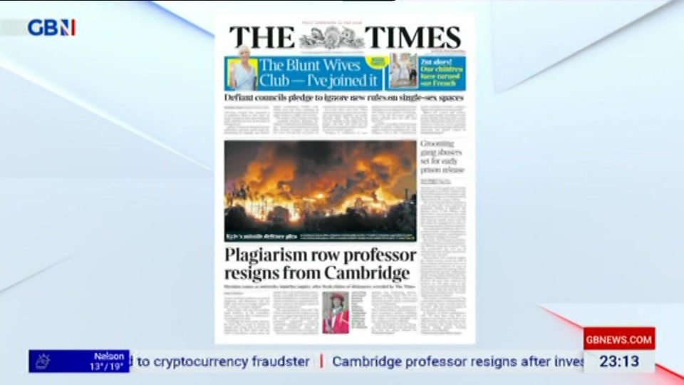 Broadcast still at 13m. GB News, New: Patrick Christys Tonight Late..., 5 August 2026.