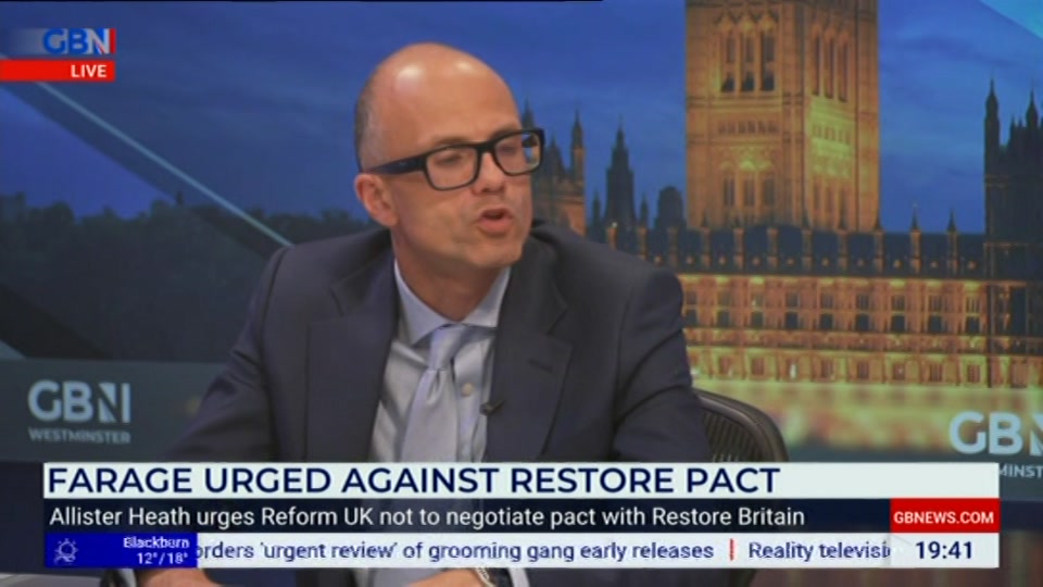 Broadcast still at 41m. GB News, New: GBN Tonight, 6 August 2026.