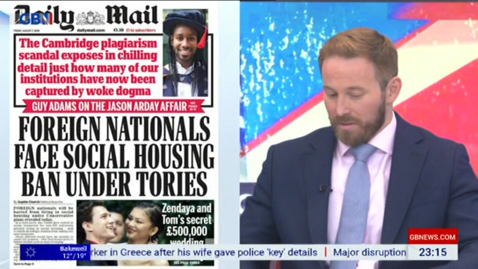 Broadcast still at 15m. GB News, New: Patrick Christys Tonight Late..., 6 August 2026.