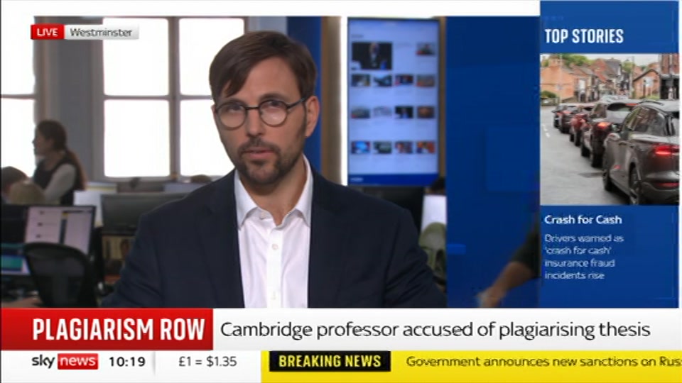 Still from Sky News at 19:00