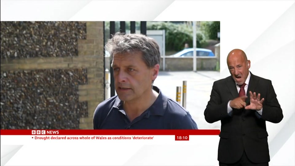 Broadcast still at 10m. BBC NEWS, Signed: BBC News at Six, 30 July 2026.
