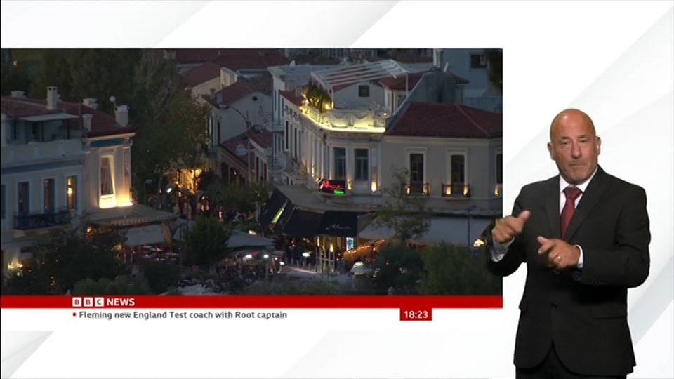 Broadcast still at 23m. BBC NEWS, Signed: BBC News at Six, 30 July 2026.