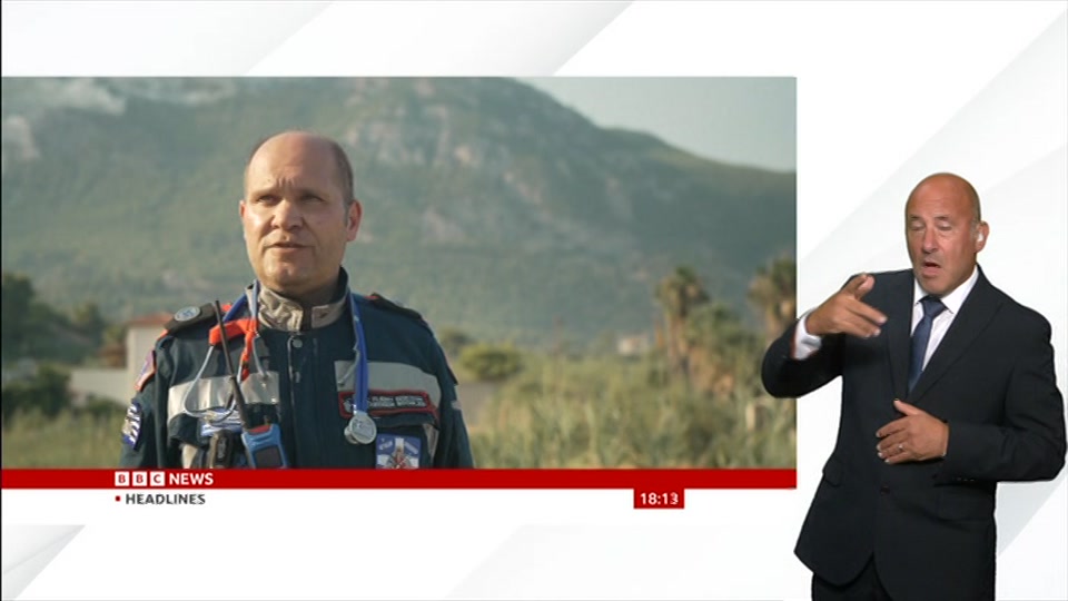 Broadcast still at 13m. BBC NEWS, Signed: BBC News at Six, 3 August 2026.