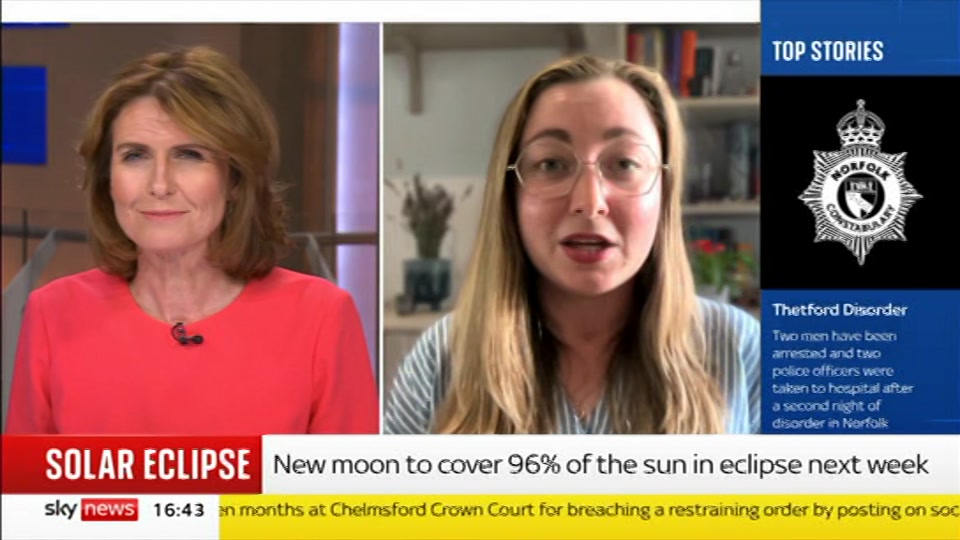 Still from Sky News at 13:00