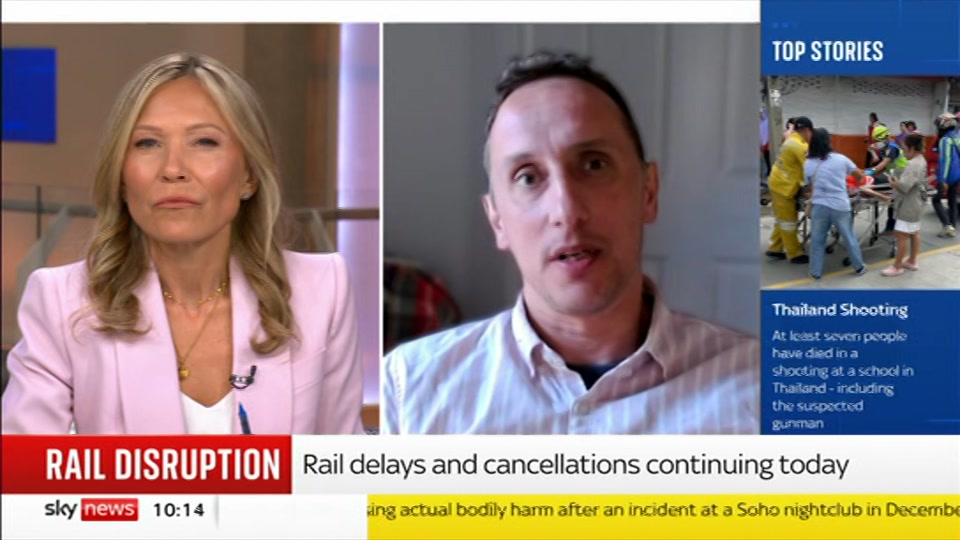 Broadcast still at 14m. Sky News, Sky News Today with Sam Washington, 7 August 2026.