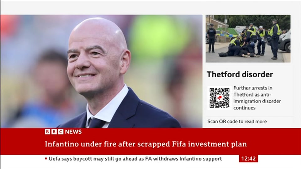 Broadcast still at 12m. BBC NEWS, BBC News Now, 7 August 2026.