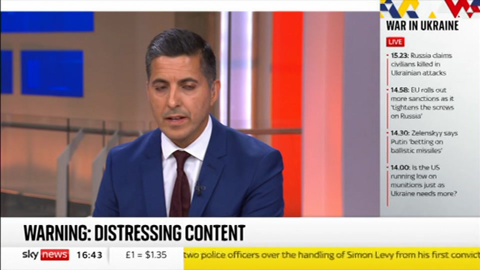 Still from Sky News at 13:00