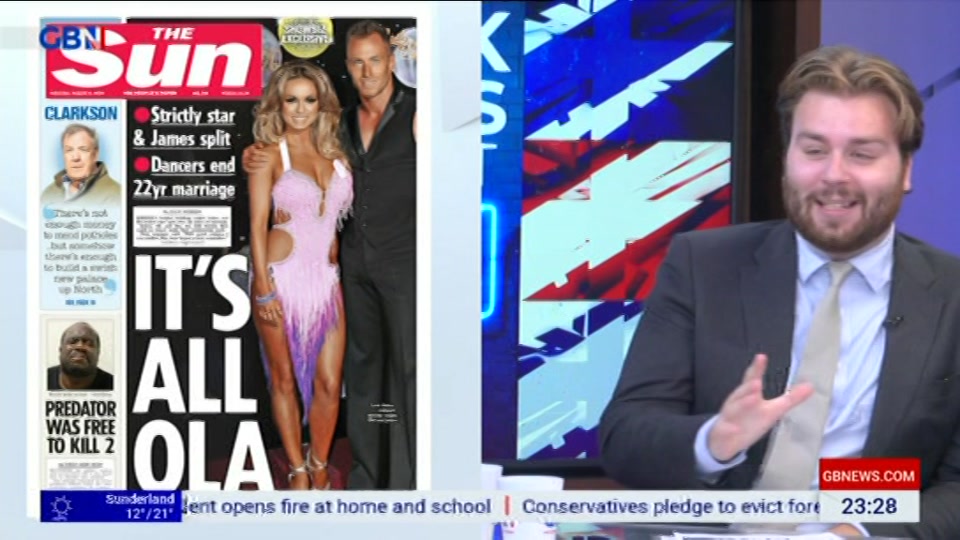 Broadcast still at 28m. GB News, New: Patrick Christys Tonight Late..., 7 August 2026.