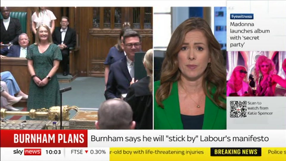Broadcast still at 4m. Sky News, Sky News Today with Sam Washington, 3 July 2026.