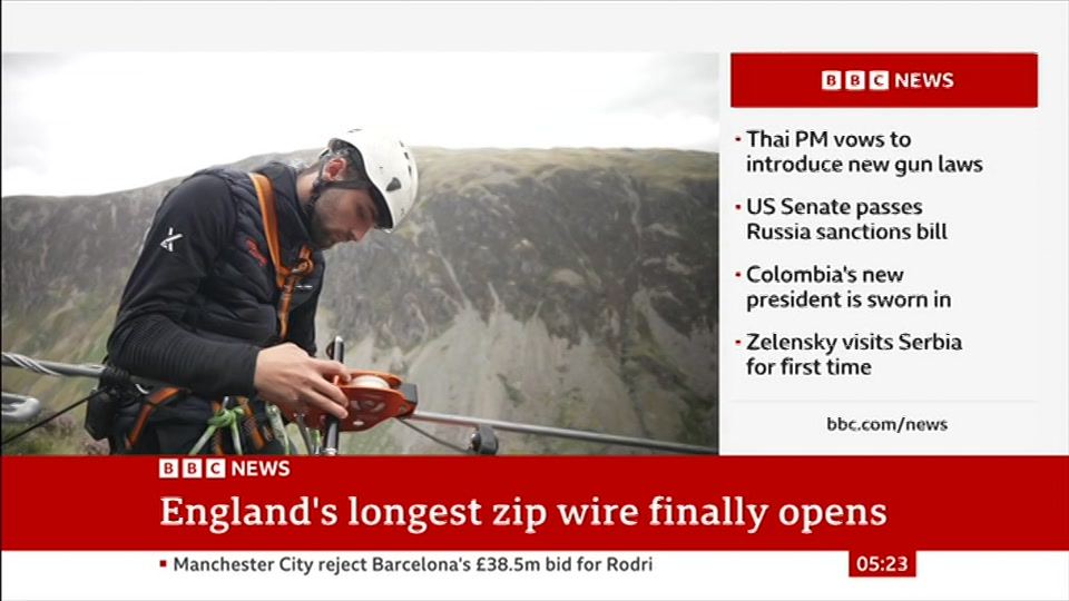 Broadcast still at 23m. BBC NEWS, BBC News, 8 August 2026.