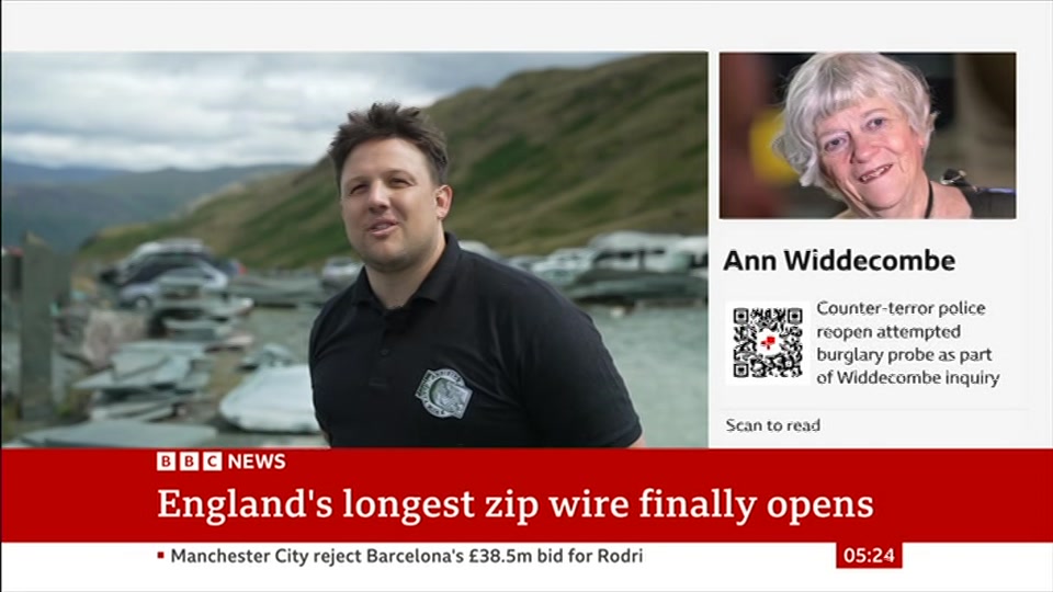 Broadcast still at 24m. BBC NEWS, BBC News, 8 August 2026.