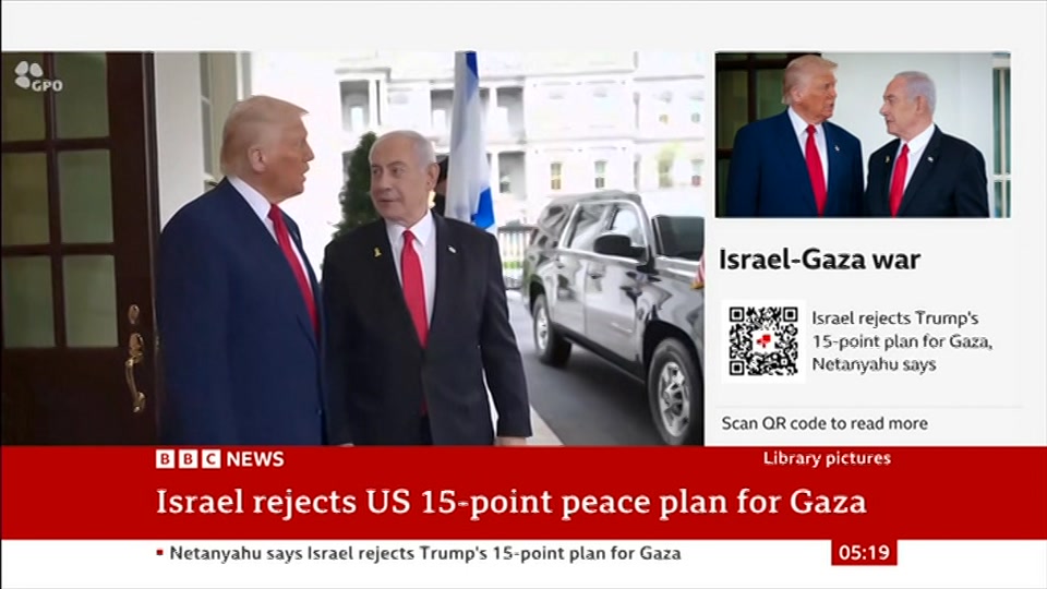Broadcast still at 19m. BBC NEWS, BBC News, 10 August 2026.