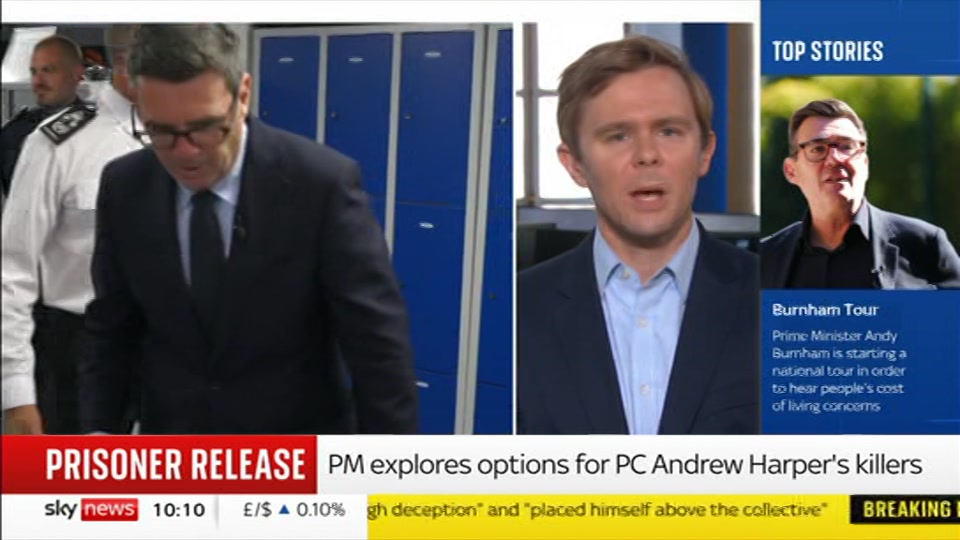 Broadcast still at 10m. Sky News, Sky News Today with Gareth Barlow, 10 August 2026.