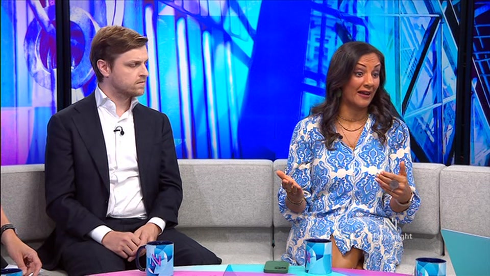 Broadcast still at 22m. BBC TWO, Newsnight, followed by Weather, 10 August 2026.