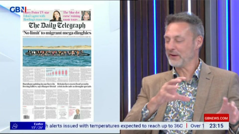 Broadcast still at 15m. GB News, New: Patrick Christys Tonight Late..., 10 August 2026.