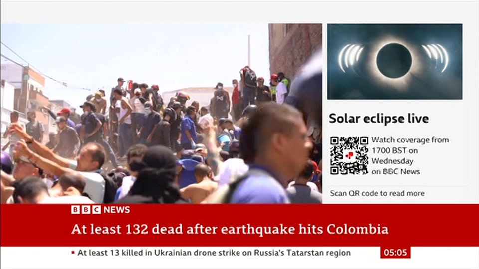 Still from BBC News at 5:00
