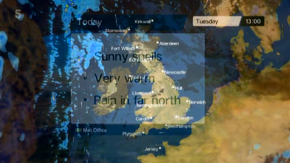 Broadcast still at 2m. 5, 5 News at Lunchtime, 11 August 2026.