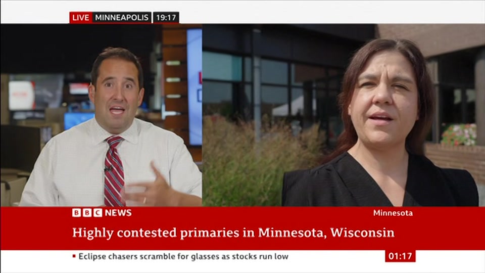 Broadcast still at 17m. BBC NEWS, BBC News, 12 August 2026.
