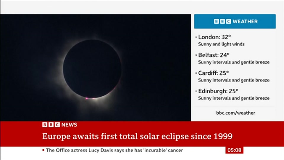 Broadcast still at 8m. BBC NEWS, BBC News, 12 August 2026.