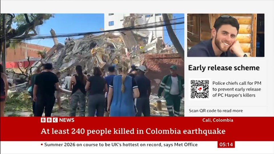 Broadcast still at 14m. BBC NEWS, BBC News, 12 August 2026.