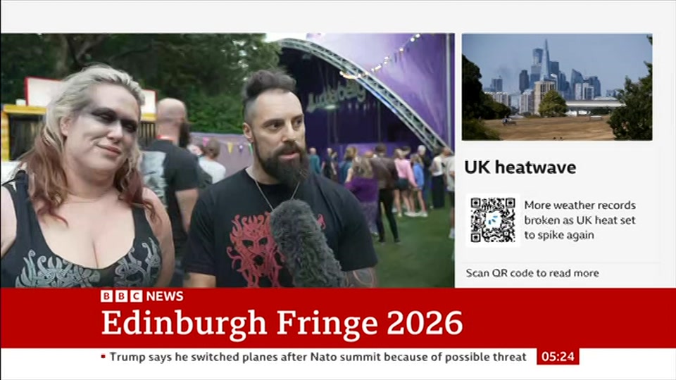 Broadcast still at 24m. BBC NEWS, BBC News, 12 August 2026.