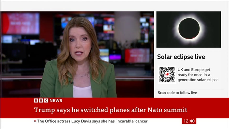 Broadcast still at 10m. BBC NEWS, BBC News Now, 12 August 2026.