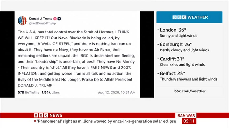 Still from BBC News at 11:00