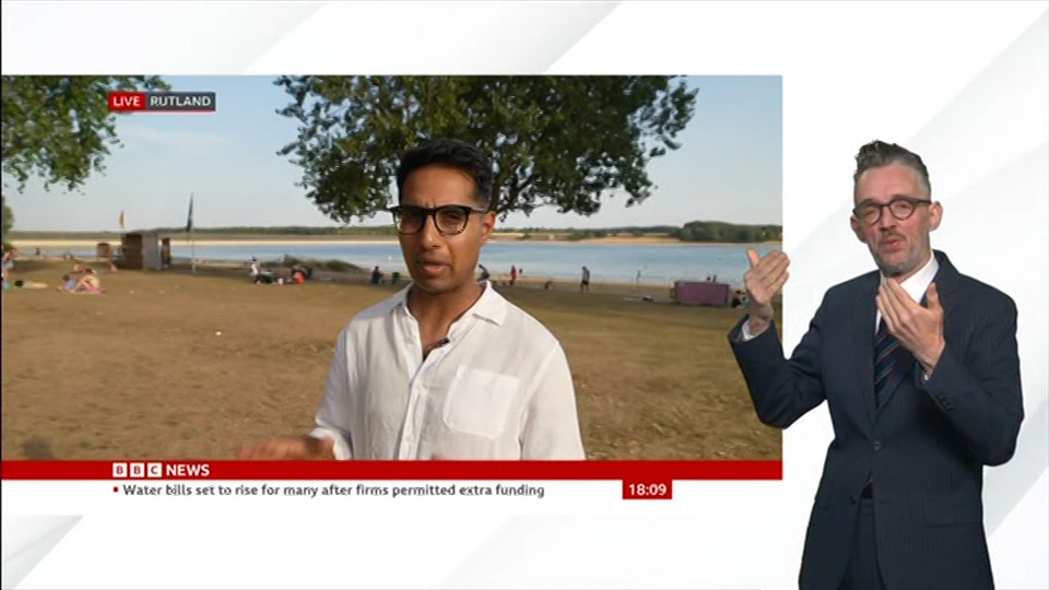Broadcast still at 9m. BBC NEWS, Signed: BBC News at Six, 13 August 2026.