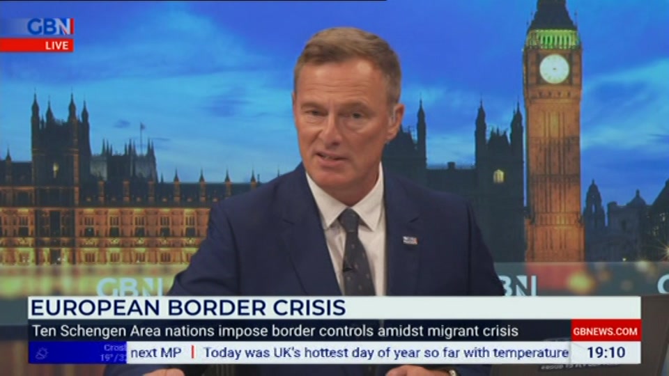 Broadcast still at 10m. GB News, New: GBN Tonight, 13 August 2026.