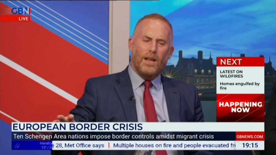 Broadcast still at 15m. GB News, New: GBN Tonight, 13 August 2026.