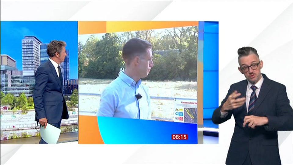 Broadcast still at 15m. BBC News, Signed: BBC News, 14 August 2026.