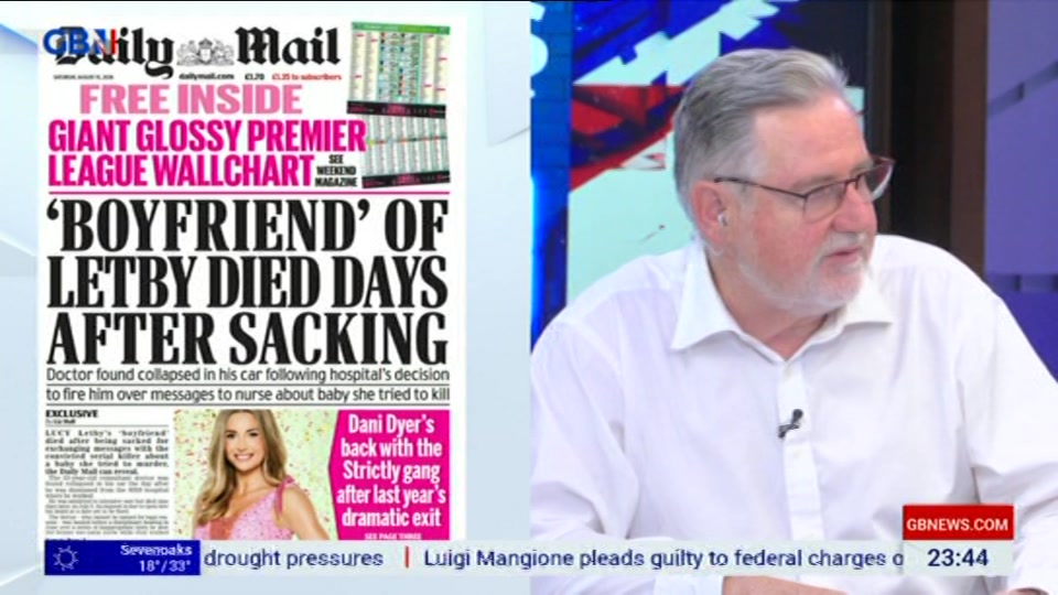 Broadcast still at 44m. GB News, New: Patrick Christys Tonight Late..., 14 August 2026.