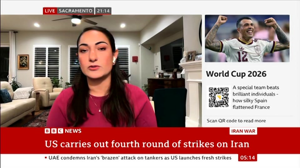 Broadcast still at 14m. BBC NEWS, BBC News, 15 July 2026.
