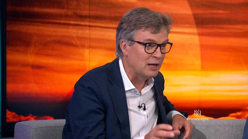 Broadcast still at 28m. BBC TWO, Newsnight, followed by Weather, 15 July 2026.