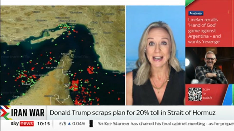 Broadcast still at 15m. Sky News, Sky News Today with Gareth Barlow, 15 July 2026.