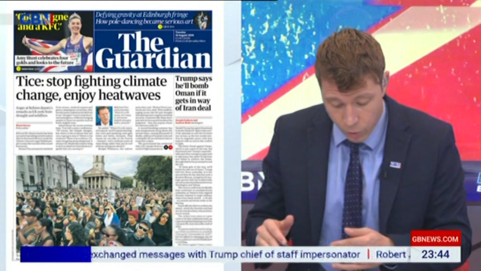 Broadcast still at 44m. GB News, New: Patrick Christys Tonight Late..., 17 August 2026.