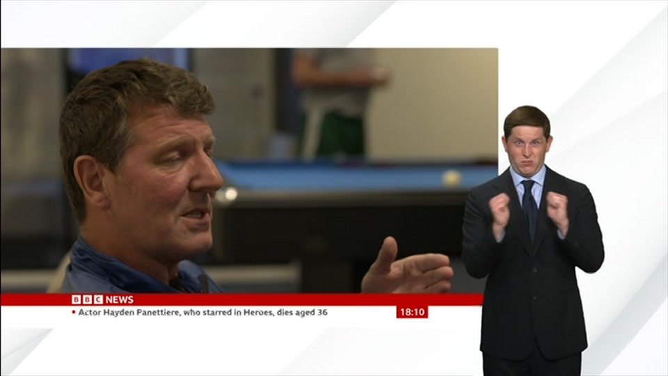 Broadcast still at 10m. BBC News, Signed: BBC News at Six, 17 August 2026.