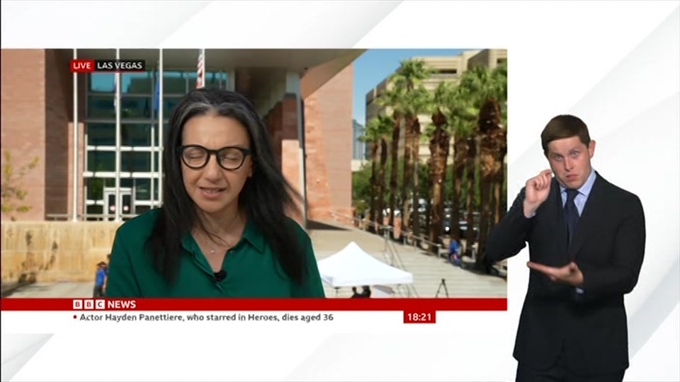 Broadcast still at 21m. BBC News, Signed: BBC News at Six, 17 August 2026.