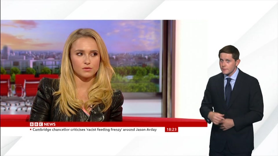 Broadcast still at 23m. BBC News, Signed: BBC News at Six, 17 August 2026.
