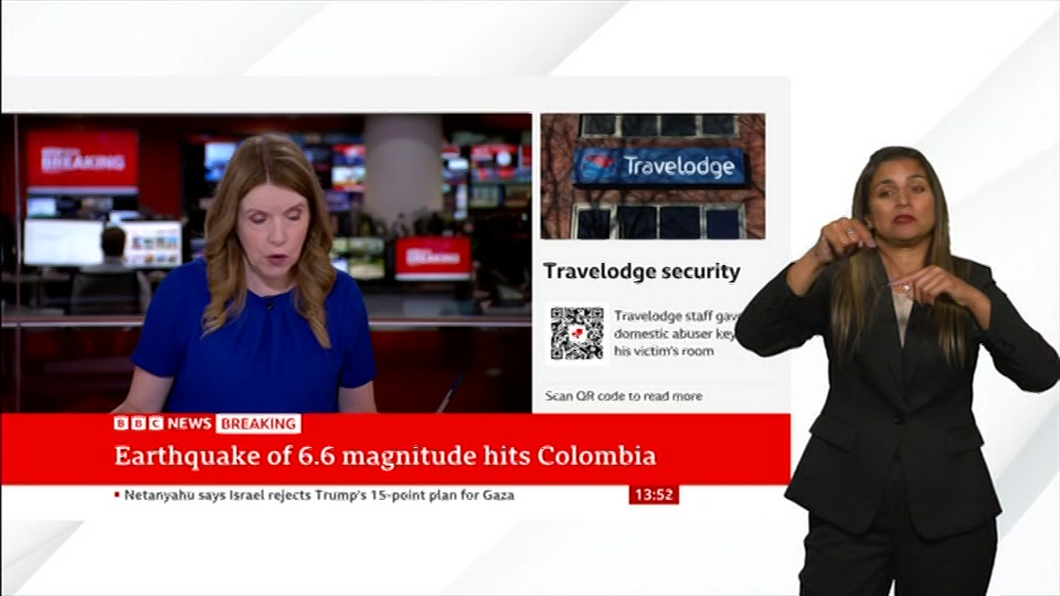 Broadcast still at 22m. BBC NEWS, Signed: BBC News Now, 10 August 2026.