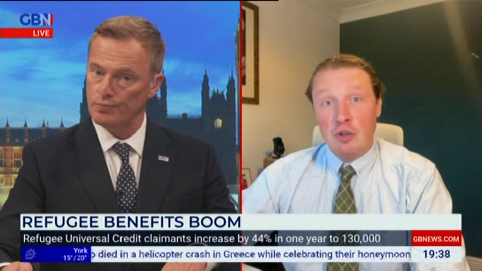 Broadcast still at 38m. GB News, New: GBN Tonight, 18 August 2026.