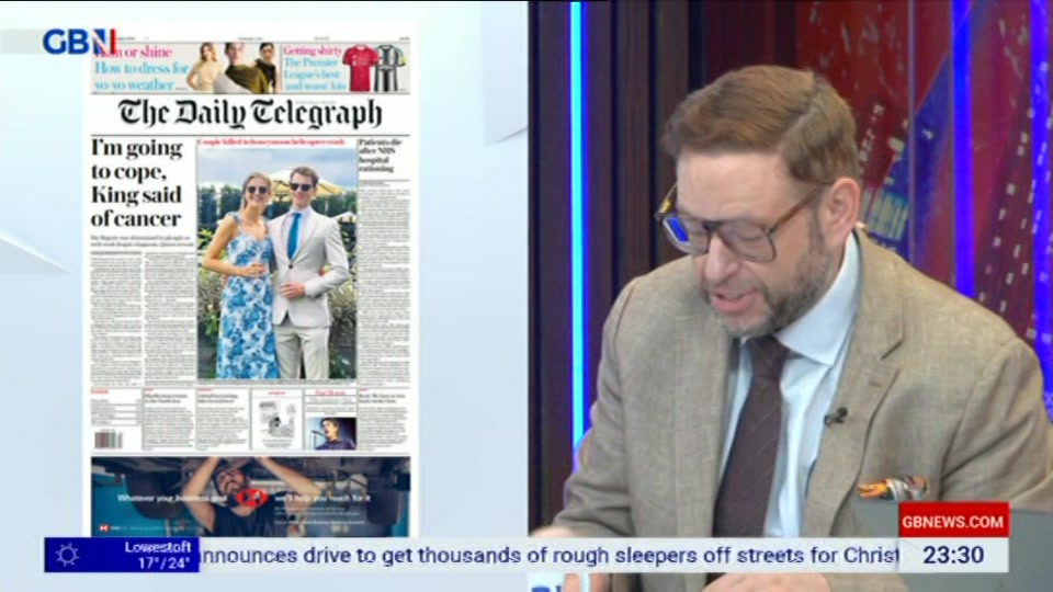 Broadcast still at 30m. GB News, New: Patrick Christys Tonight Late..., 18 August 2026.