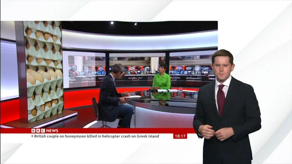 Broadcast still at 17m. BBC News, Signed: BBC News at Six, 18 August 2026.