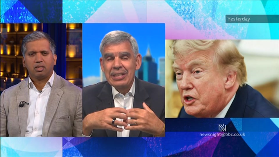 Broadcast still at 6m. BBC Two, Newsnight, followed by Weather, 18 August 2026.
