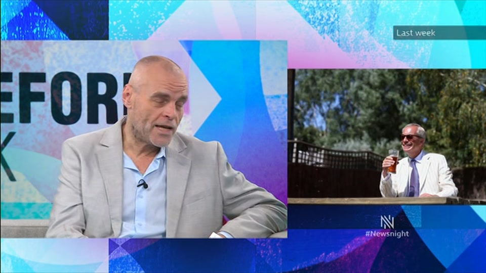Broadcast still at 27m. BBC Two, Newsnight, followed by Weather, 18 August 2026.