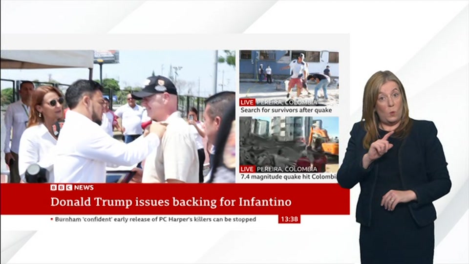 Broadcast still at 8m. BBC NEWS, Signed: BBC News Now, 11 August 2026.