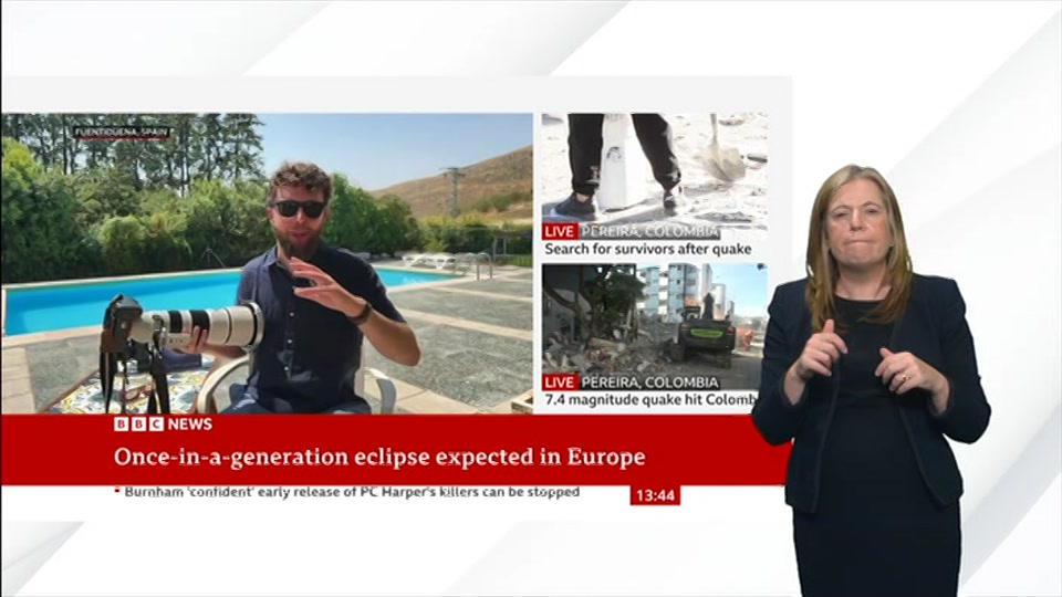 Broadcast still at 14m. BBC NEWS, Signed: BBC News Now, 11 August 2026.