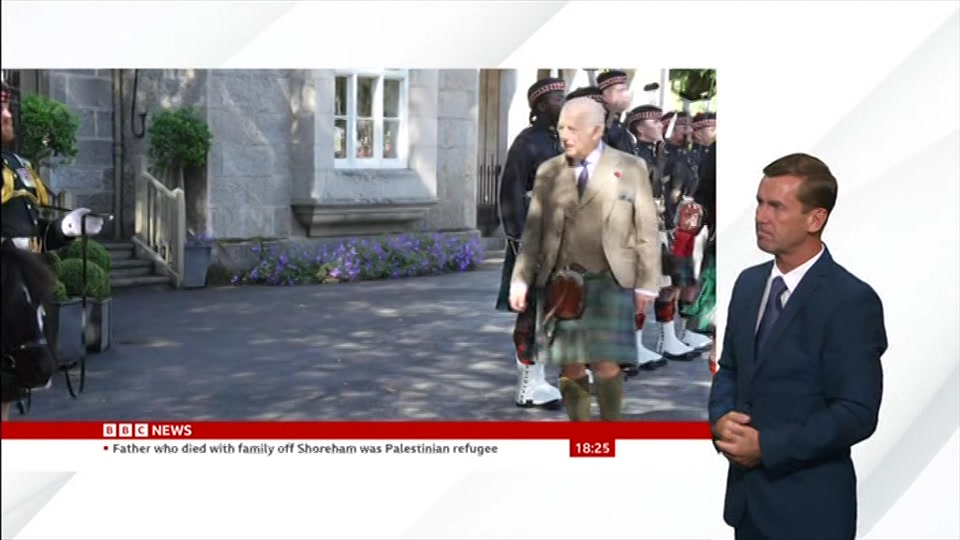 Broadcast still at 25m. BBC News, Signed: BBC News at Six, 19 August 2026.